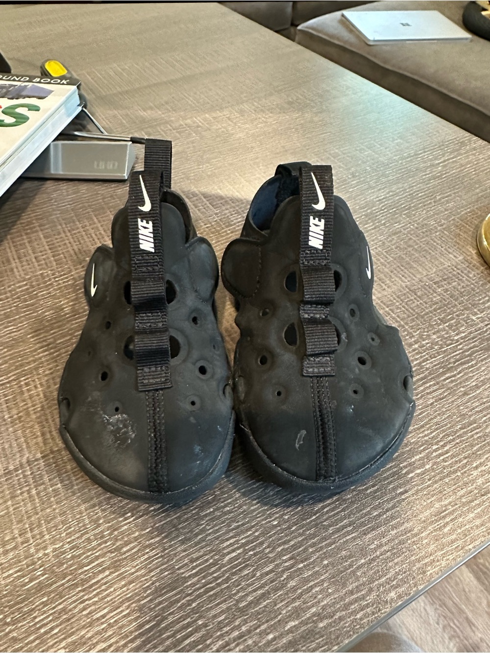 Nike Kids Black Slip-On Water Shoes with White Logos